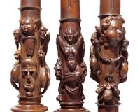 A Set of Twelve Rare and Important Spanish Plateresque Carved Walnut Colonettes from the Jaén Cathedral