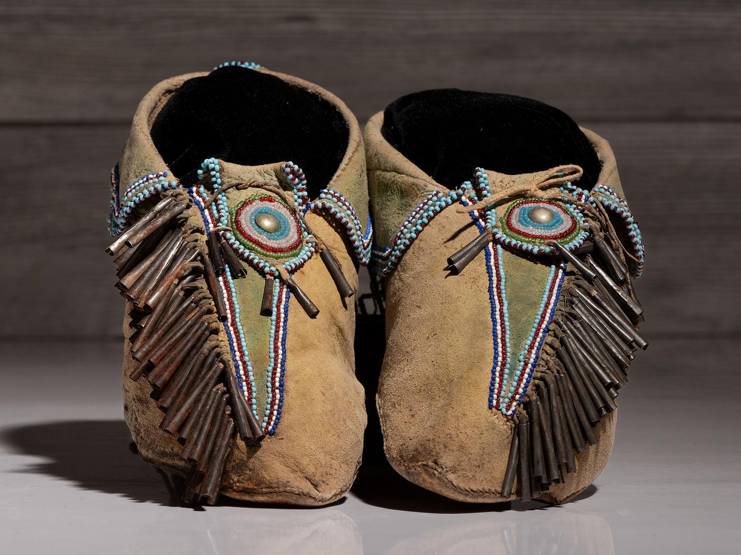 Comanche Beaded Hide Moccasins