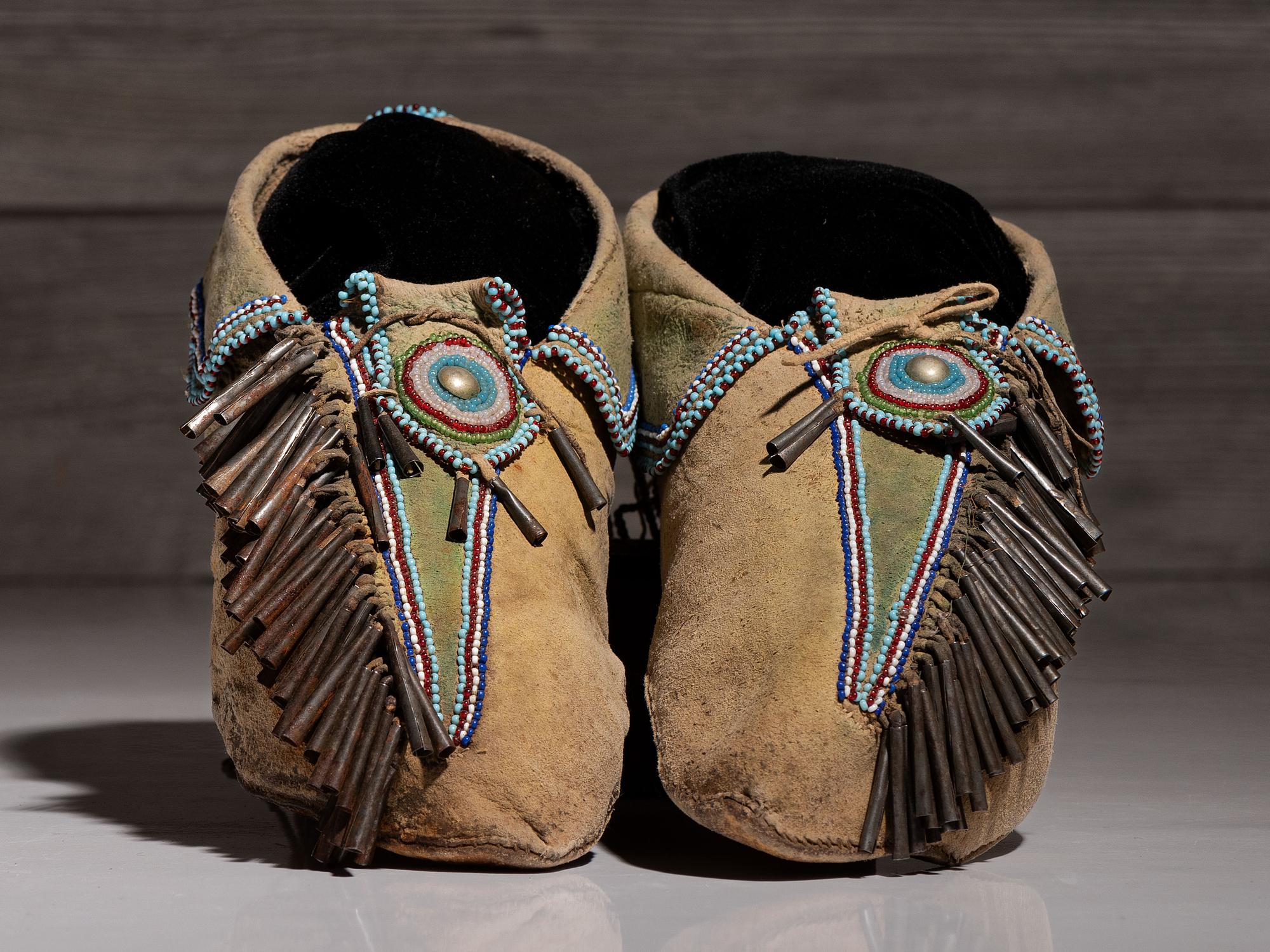 Comanche Beaded Hide Moccasins