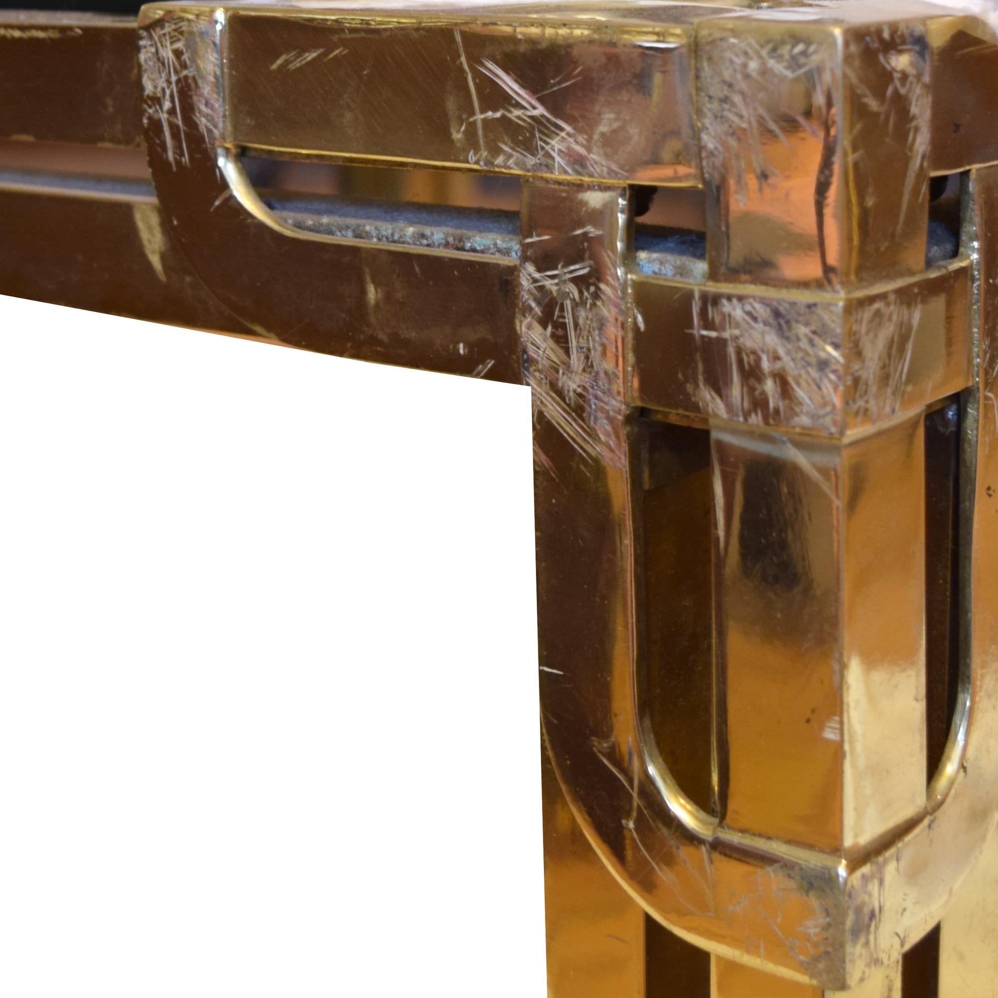 A Brass and Glass Cocktail Table 27.75" W x 27.75" D x 18.75" H — France, 20th Century