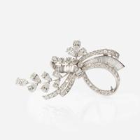 A diamond and platinum spray brooch