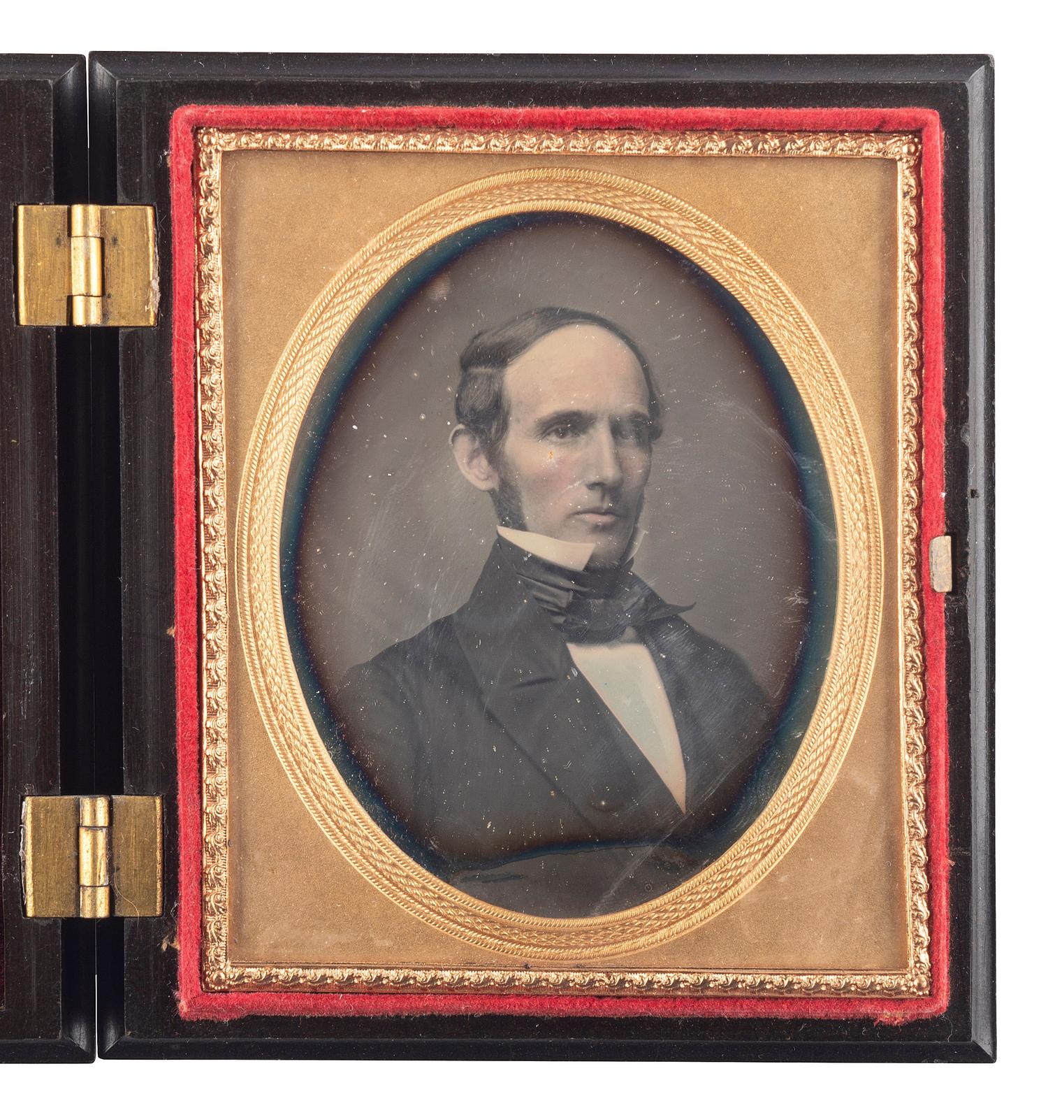 [EARLY PHOTOGRAPHY]. A group of 11 daguerreotypes of men of varying ages, highlighted by sixth plate daguerreotype housed in Rare Daguerreian Gallery Union case.