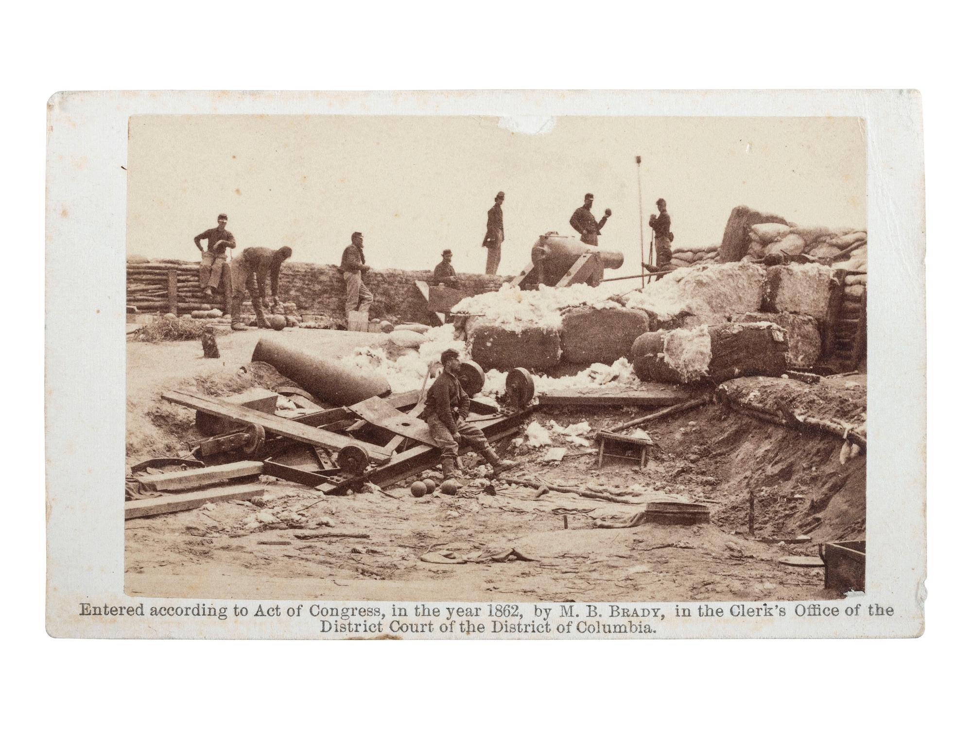 [CIVIL WAR]. BRADY, Mathew (1822-1896), photographer. Confederate Battery, Yorktown. Exploded Gun . Washington, DC: 1862.