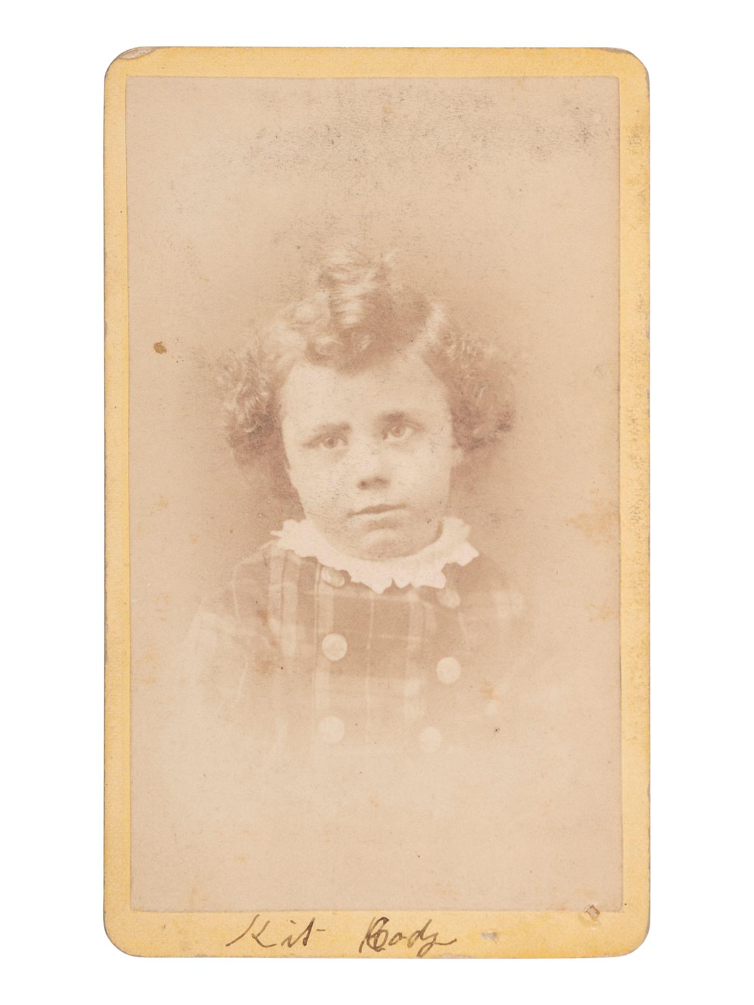 [CODY, KIT CARSON (1870-1876)]. CDV of Kit Carson Cody, son of William F. "Buffalo Bill" Cody. Rochester, NY: F.W. Bacon, n.d.