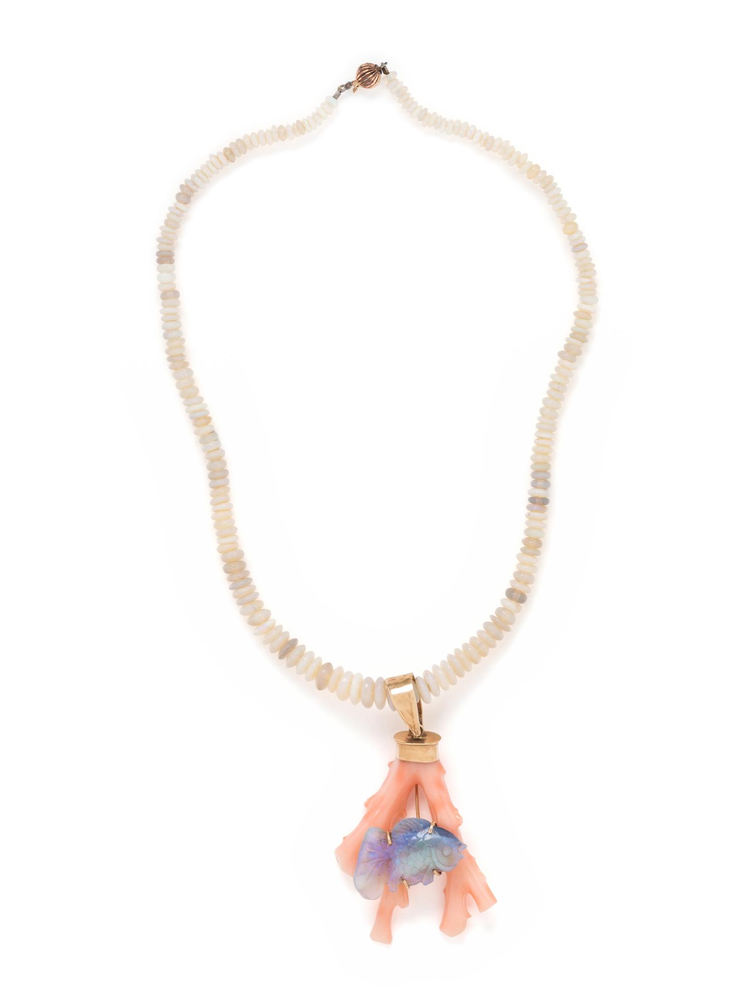 OPAL AND CORAL PENDANT/NECKLACE