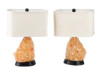 A Pair of Rock Crystal and Citrine "Cluster" Lamps