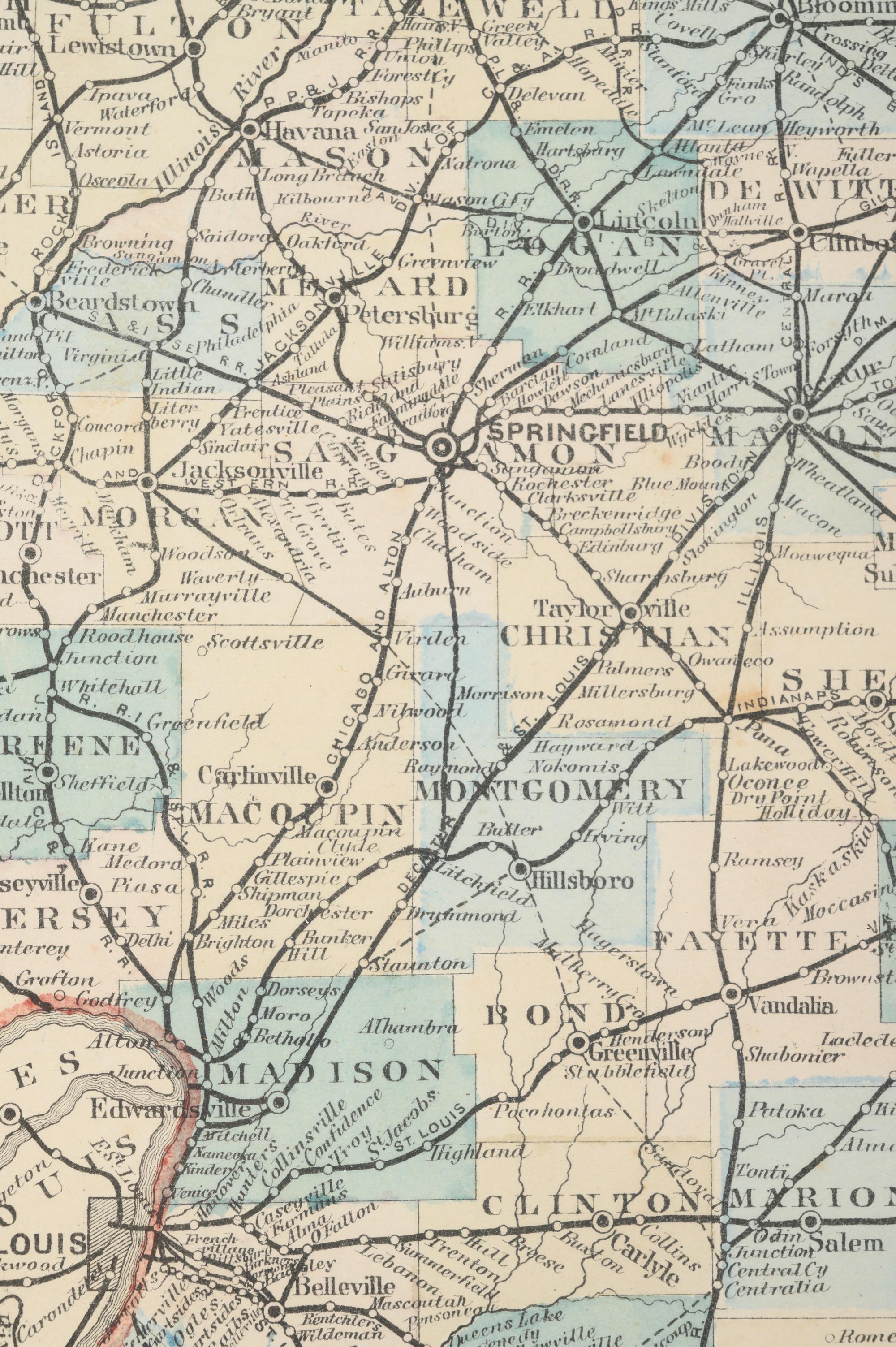 Official Road Map of Illinois. Chicago: Warner & Beers, N.d. Plate 11. 25 ¾ x 23 ¾ in. Matted and framed.