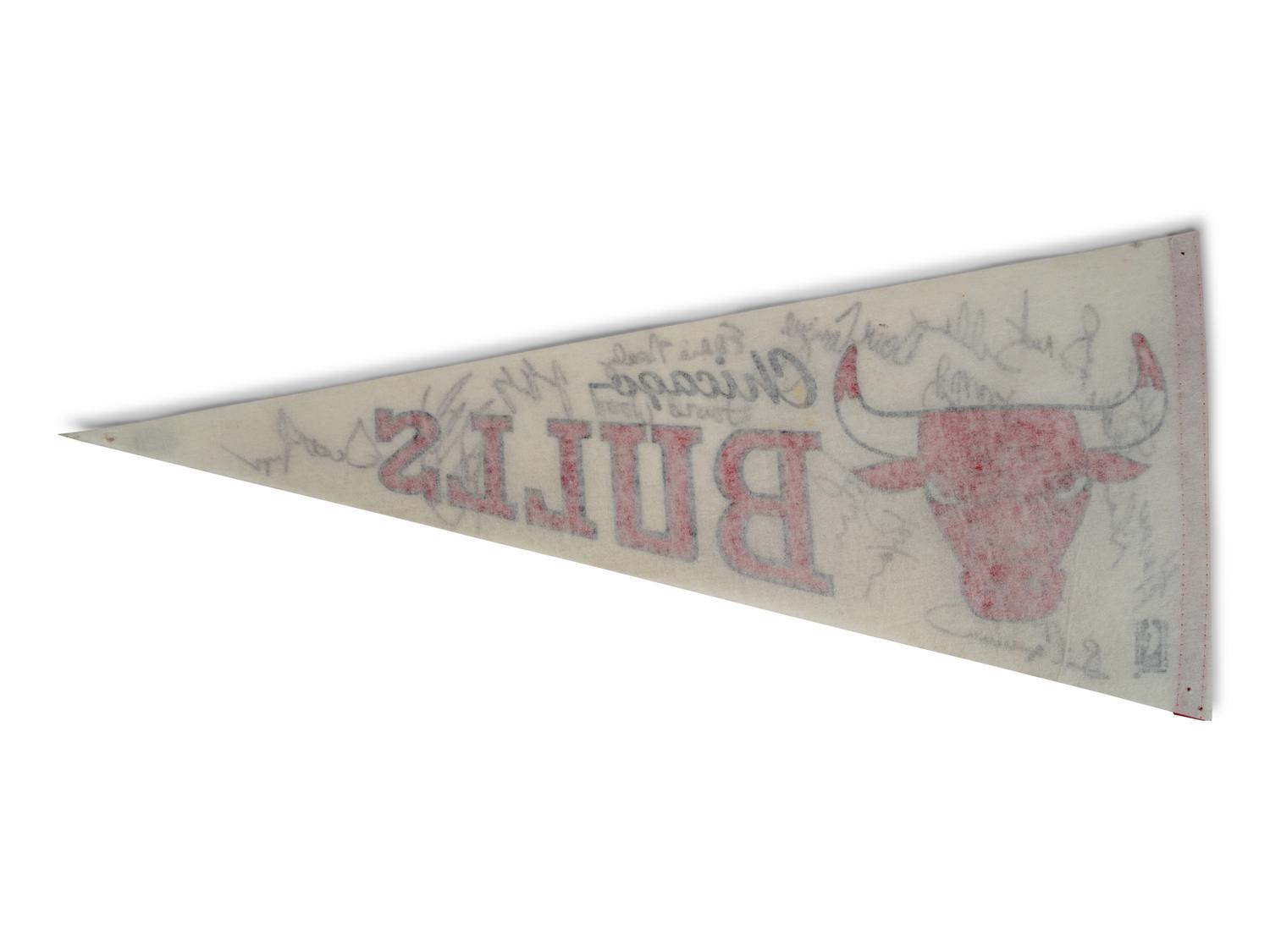 A 1988-89 Chicago Bulls Team Signed Autograph Pennant Including Michael Jordan (Beckett Authentication Services BAS Certified),