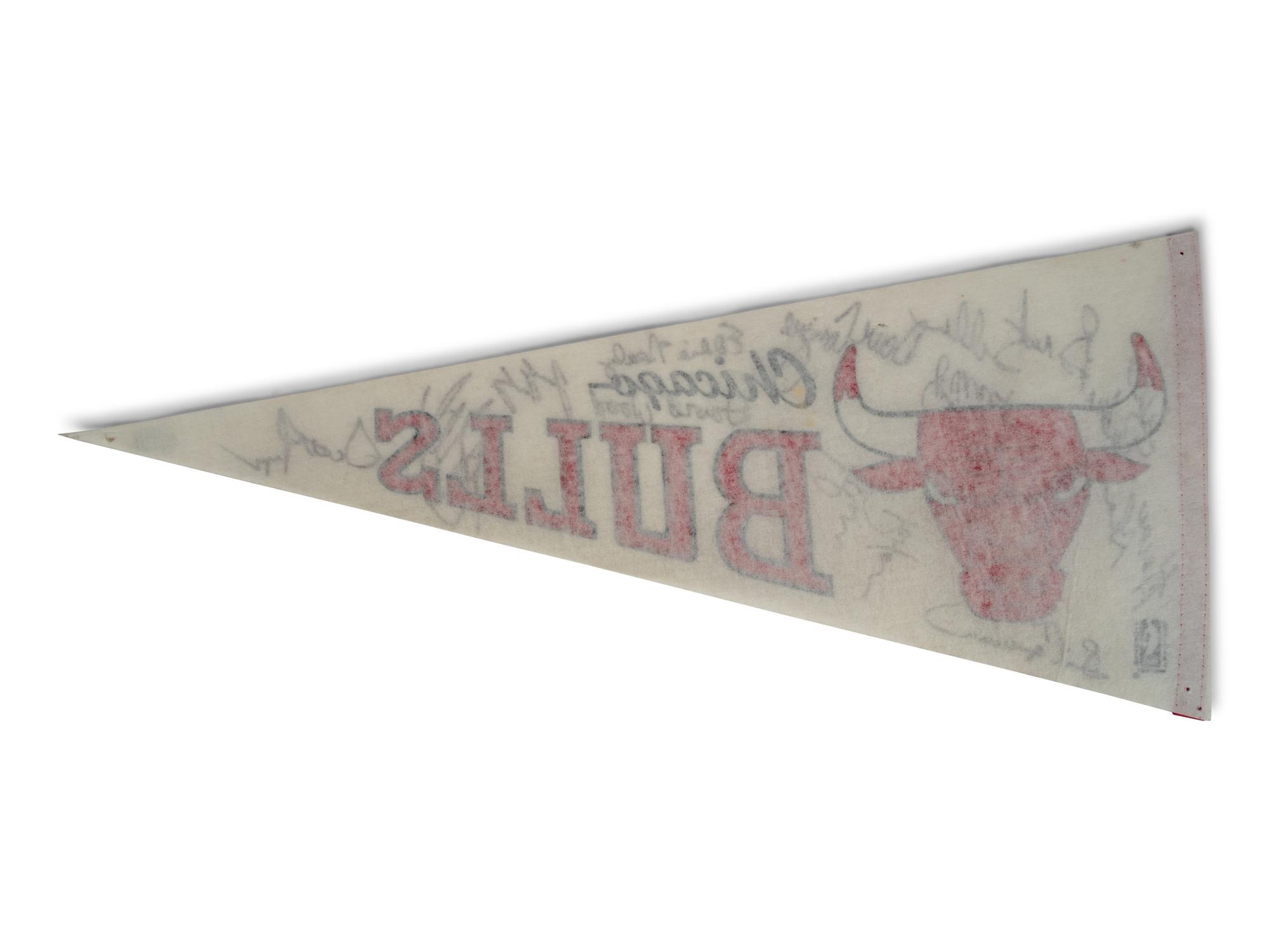 A 1988-89 Chicago Bulls Team Signed Autograph Pennant Including Michael Jordan (Beckett Authentication Services BAS Certified),