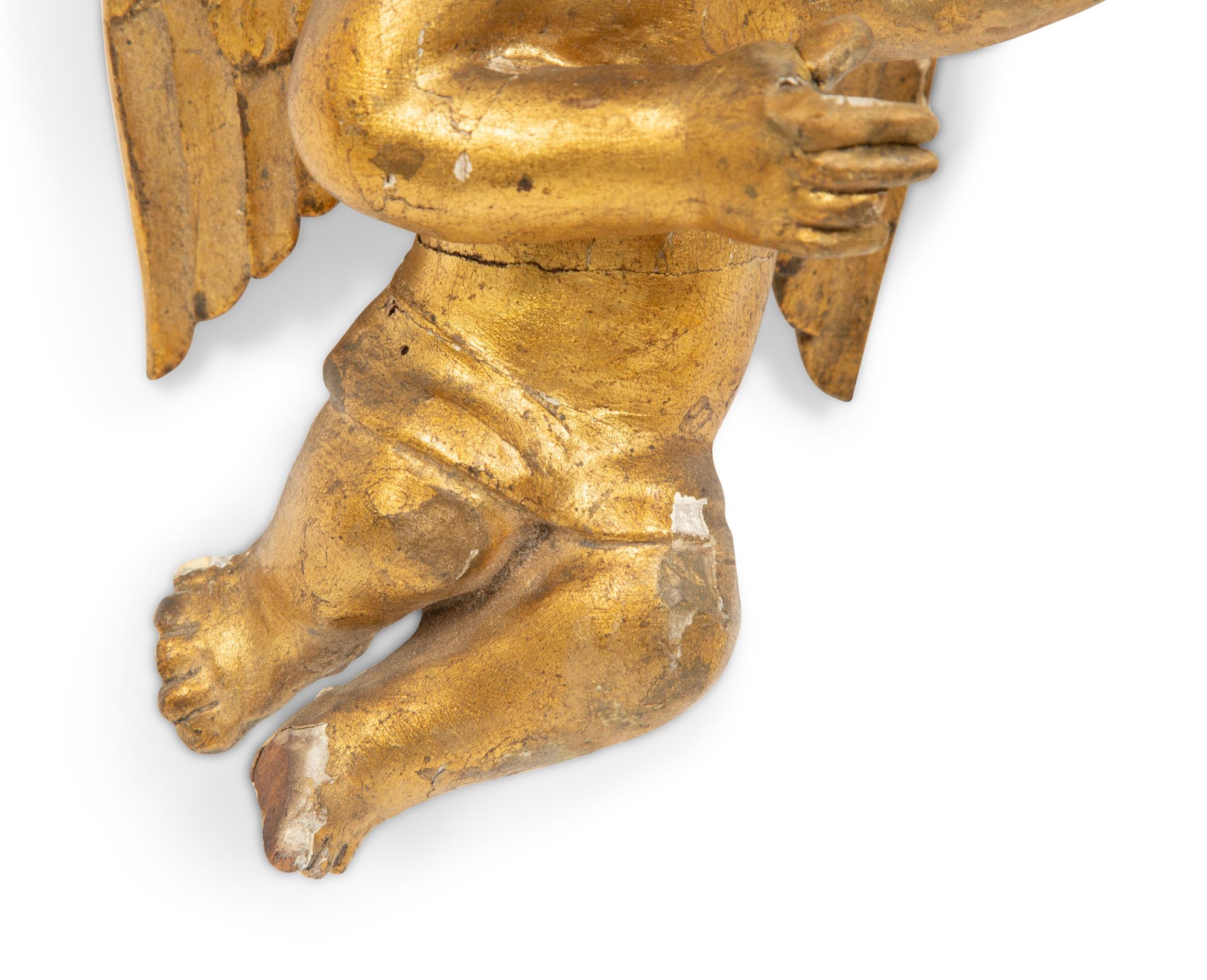 A Pair of Italian Gilt Wood Angel Wall Mounts