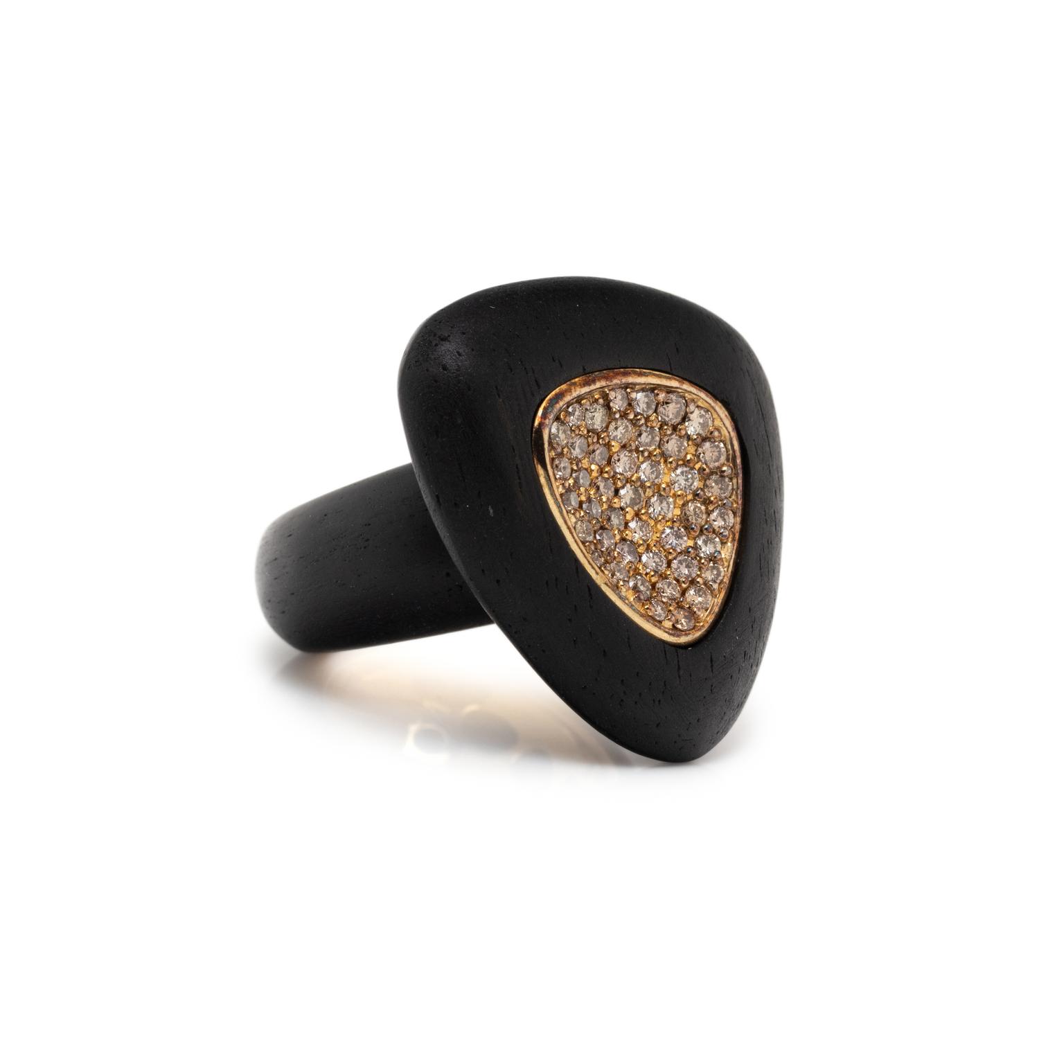 ROBERTO COIN, EBONY WOOD AND DIAMOND 'CAPRI PLUS' RING