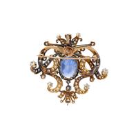 EDWARDIAN, CEYLON SAPPHIRE AND DIAMOND PENDANT BROOCH