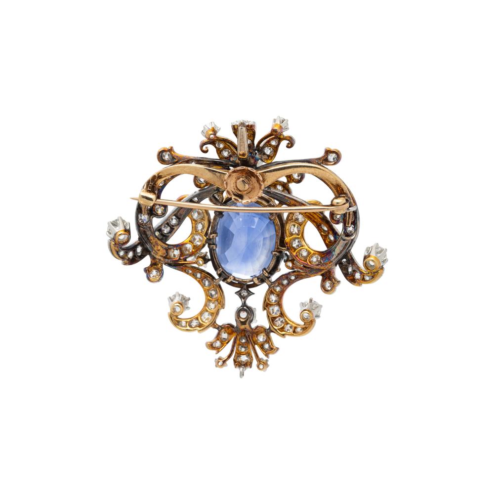 EDWARDIAN, CEYLON SAPPHIRE AND DIAMOND PENDANT BROOCH