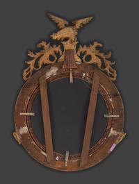 A Federal Giltwood Bull's Eye Six-Light Girandole Looking Glass