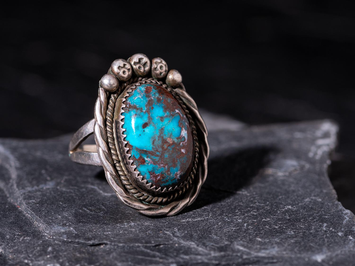 Navajo Silver and Bisbee Turquoise Ring