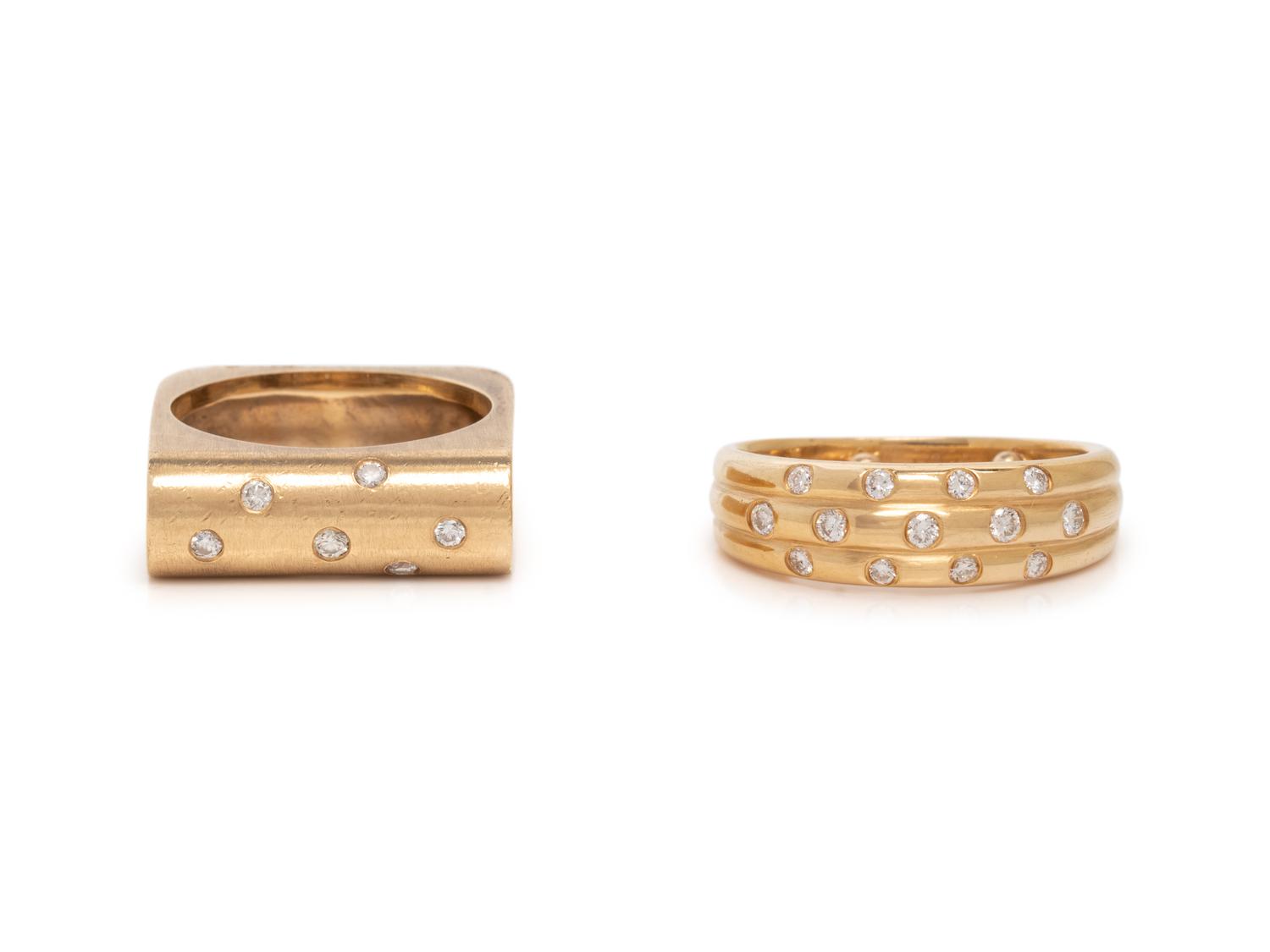 COLLECTION OF YELLOW GOLD AND DIAMOND RINGS