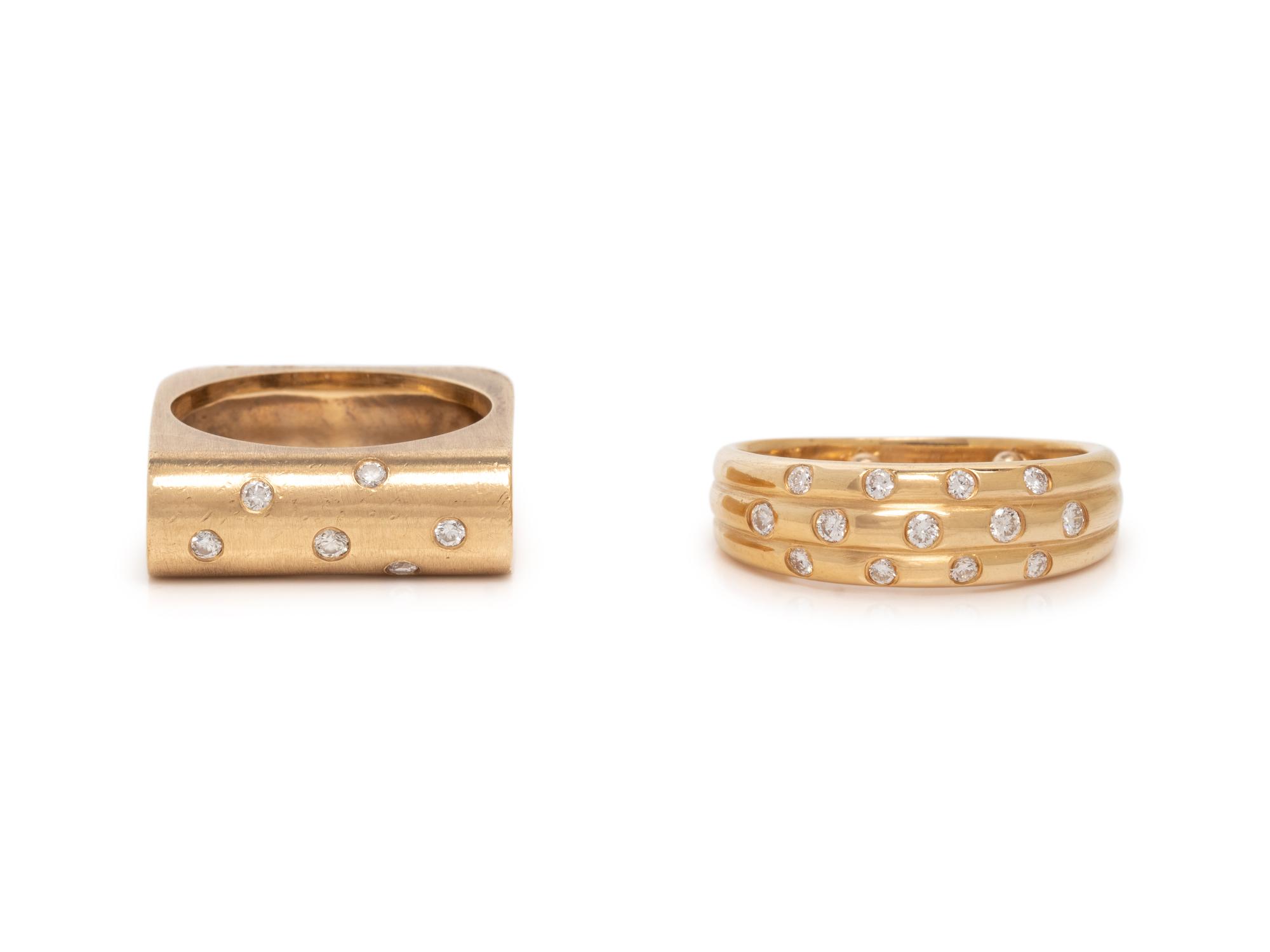 COLLECTION OF YELLOW GOLD AND DIAMOND RINGS