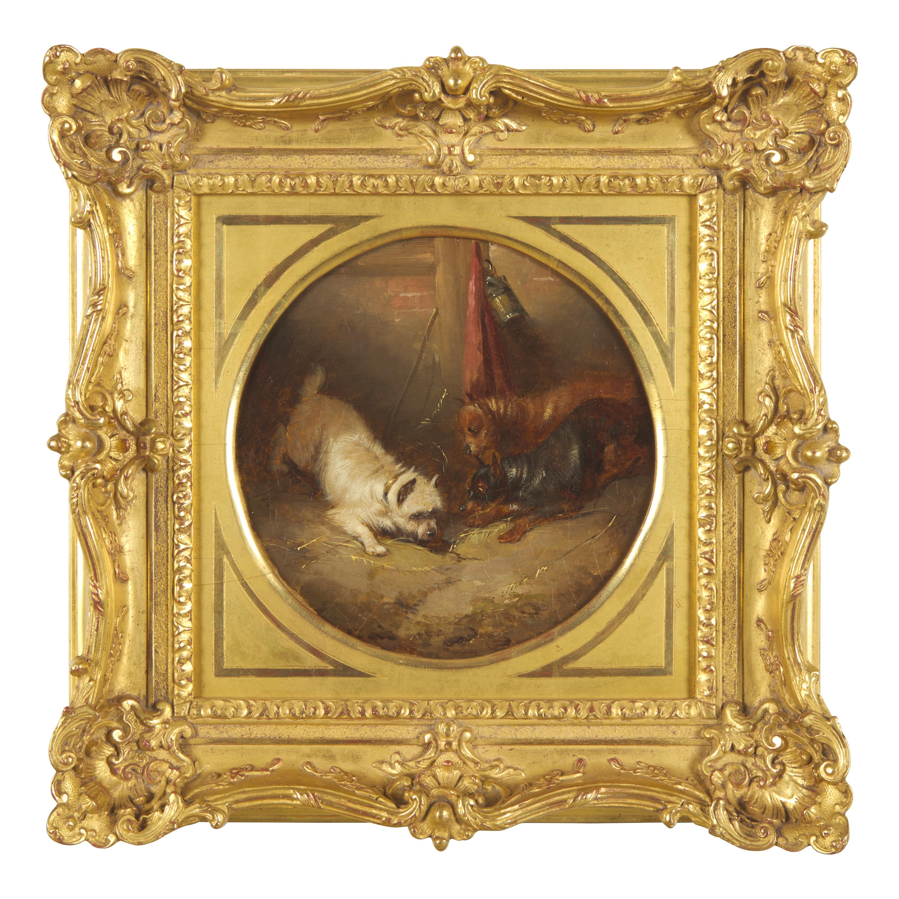 Attributed to George Armfield (British, born c. 1808-1893) — Three Dogs (Roundel)