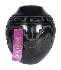 Award Winning Carved Blackware Pottery Jar
