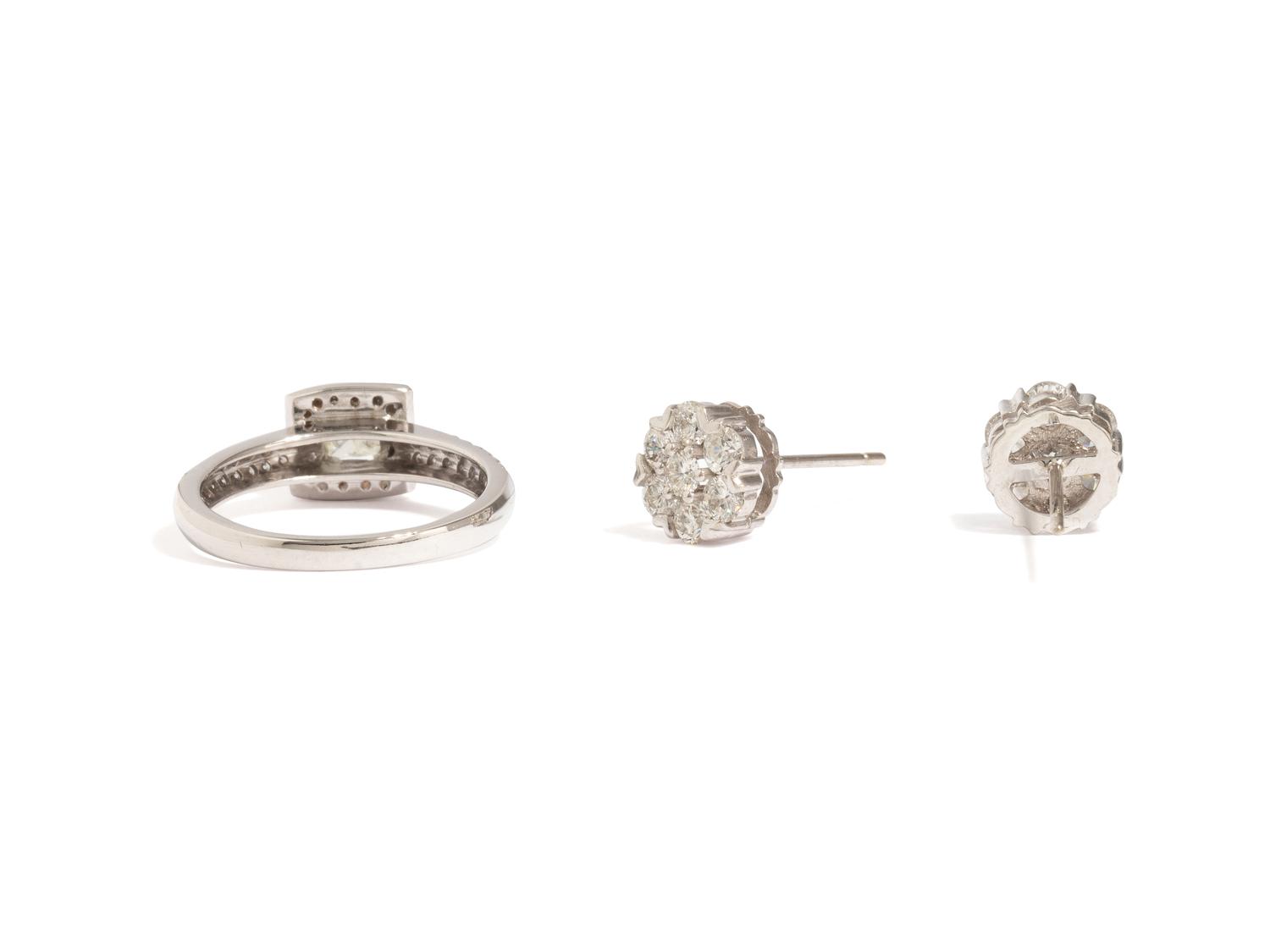 COLLECTION OF DIAMOND AND WHITE GOLD JEWELRY