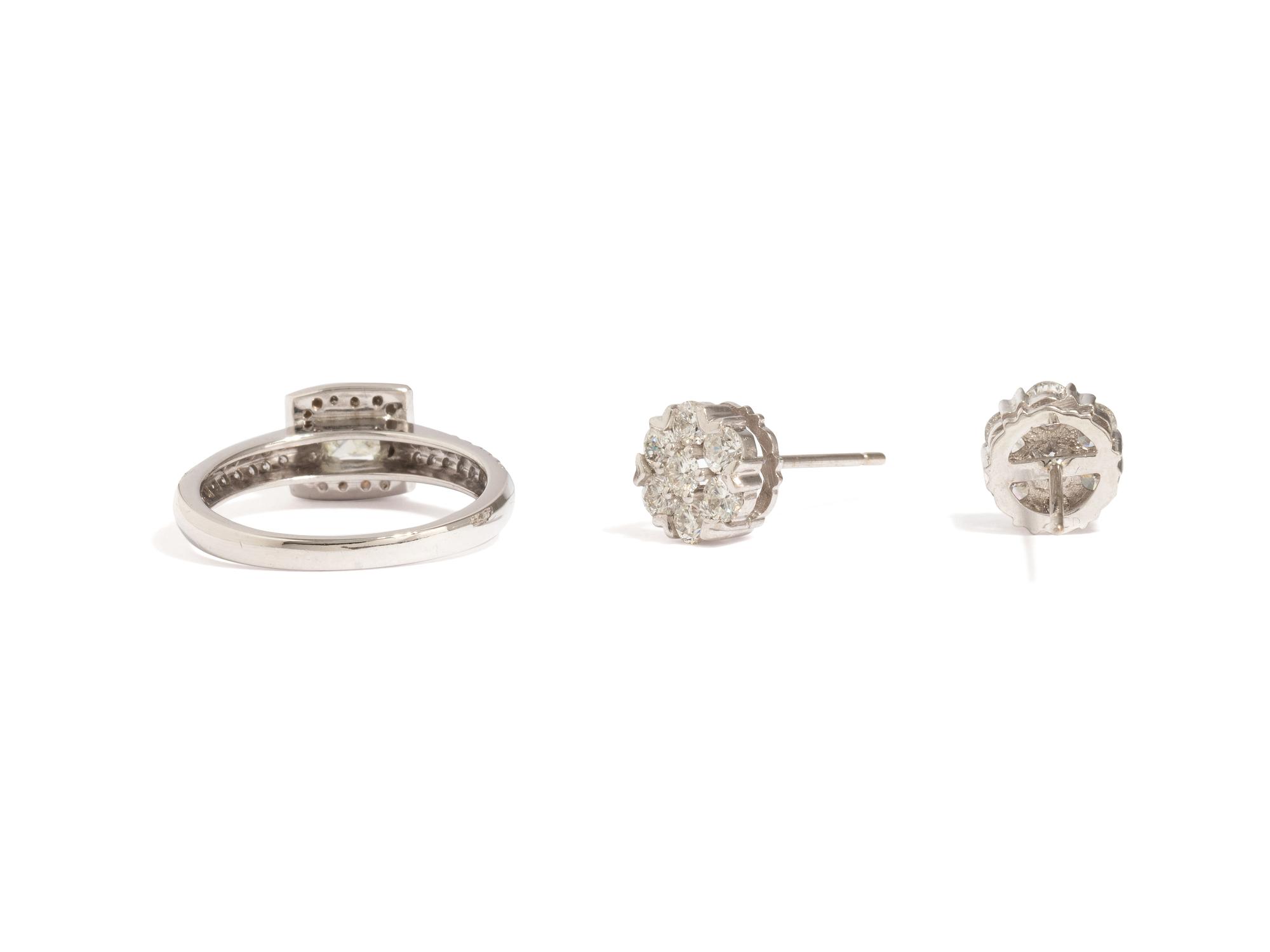 COLLECTION OF DIAMOND AND WHITE GOLD JEWELRY