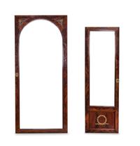 An Empire Style Gilt Metal Mounted Mahogany Breakfront Vitrine Cabinet