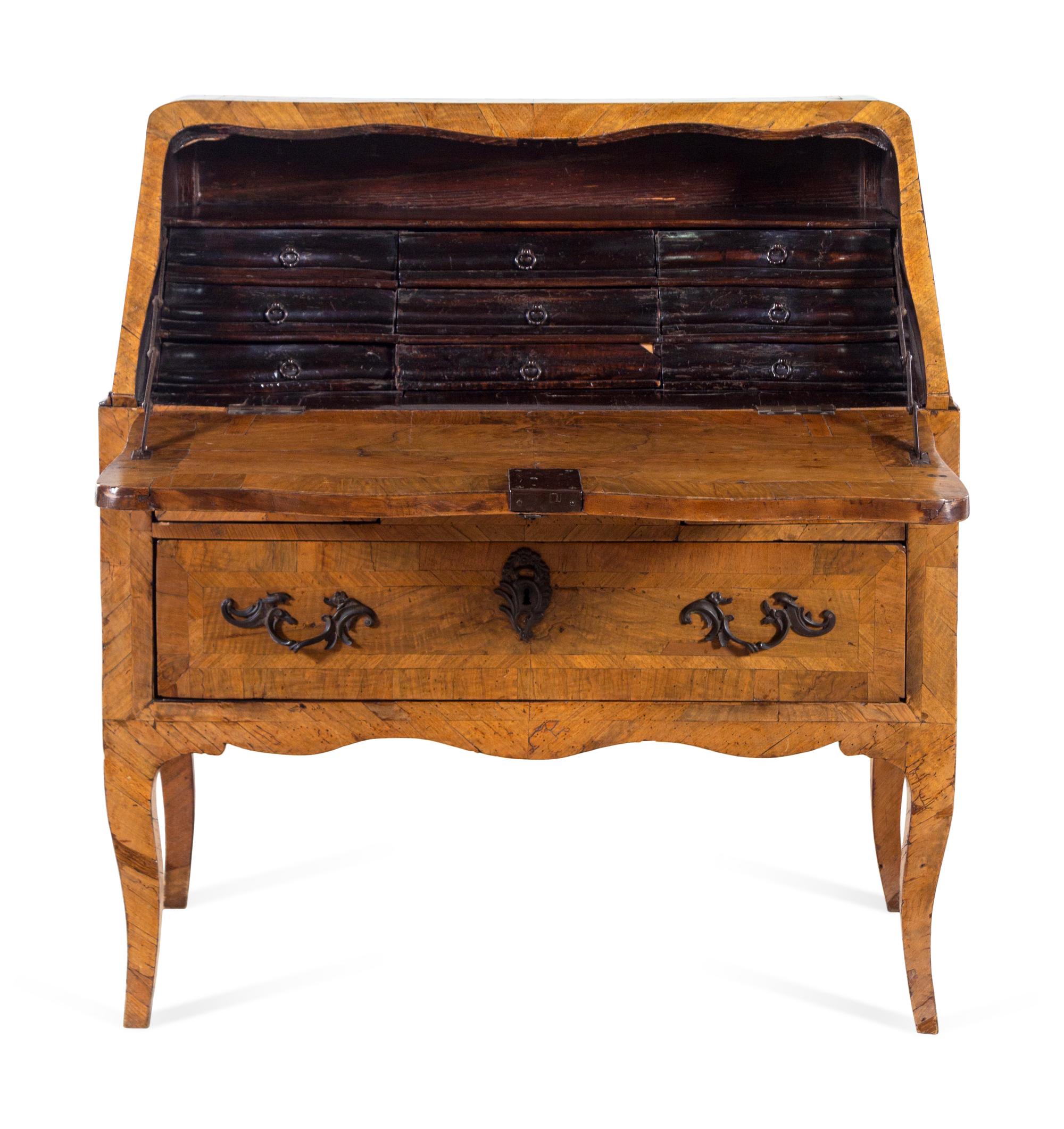 A Louis XV Style Burlwood Bureau en Pente