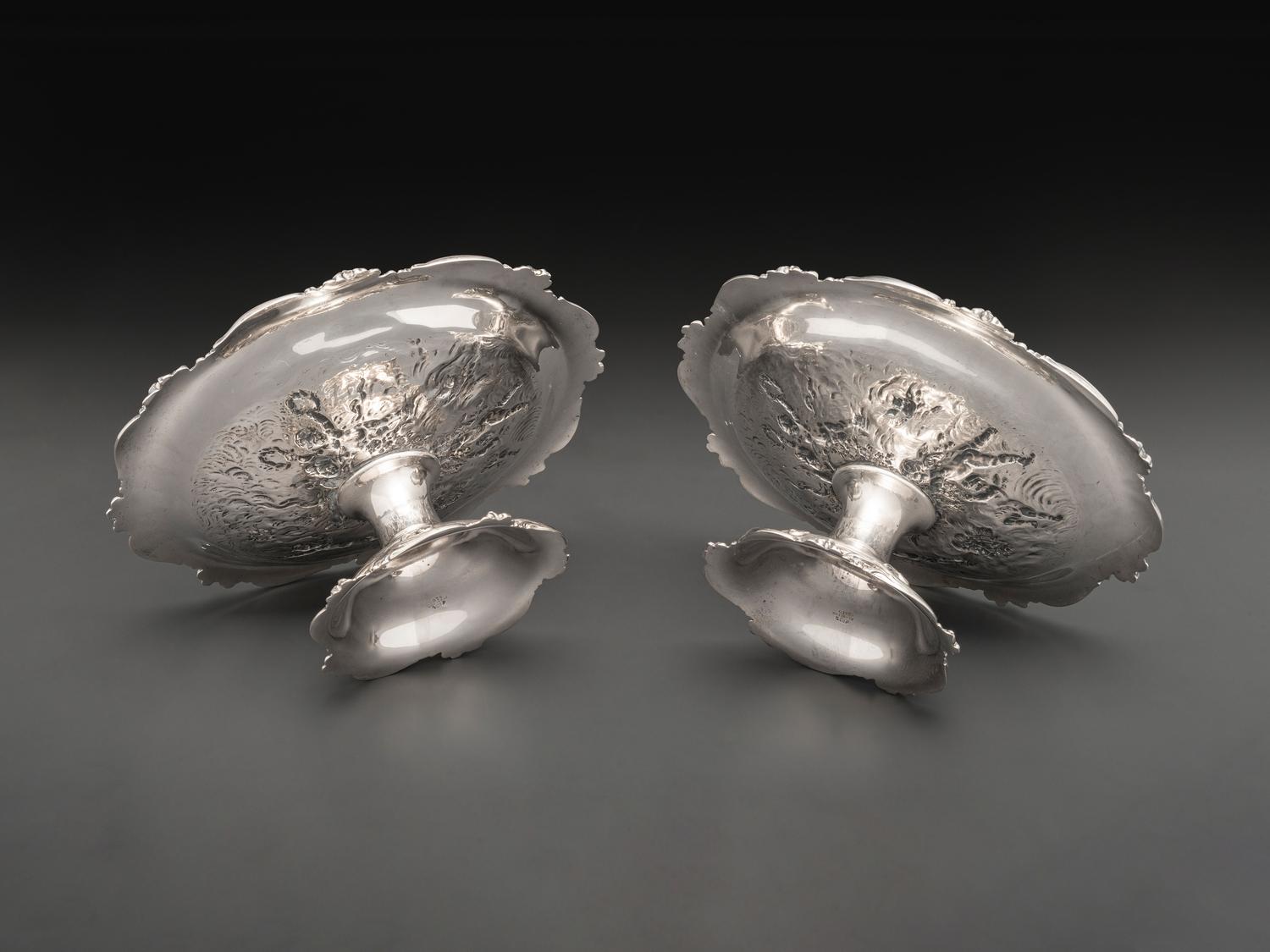 A Pair of American Silver Repousse Tazze