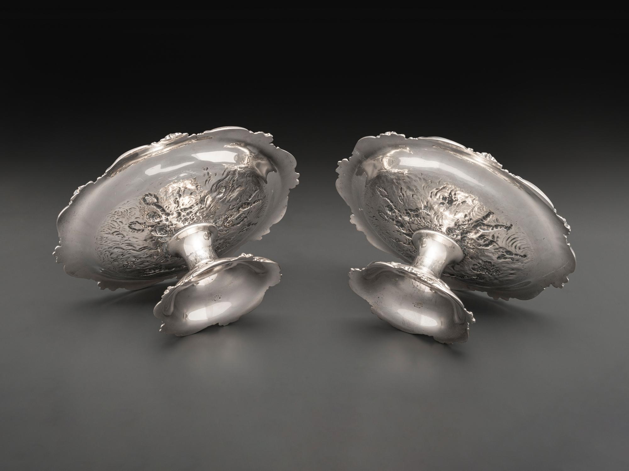 A Pair of American Silver Repousse Tazze