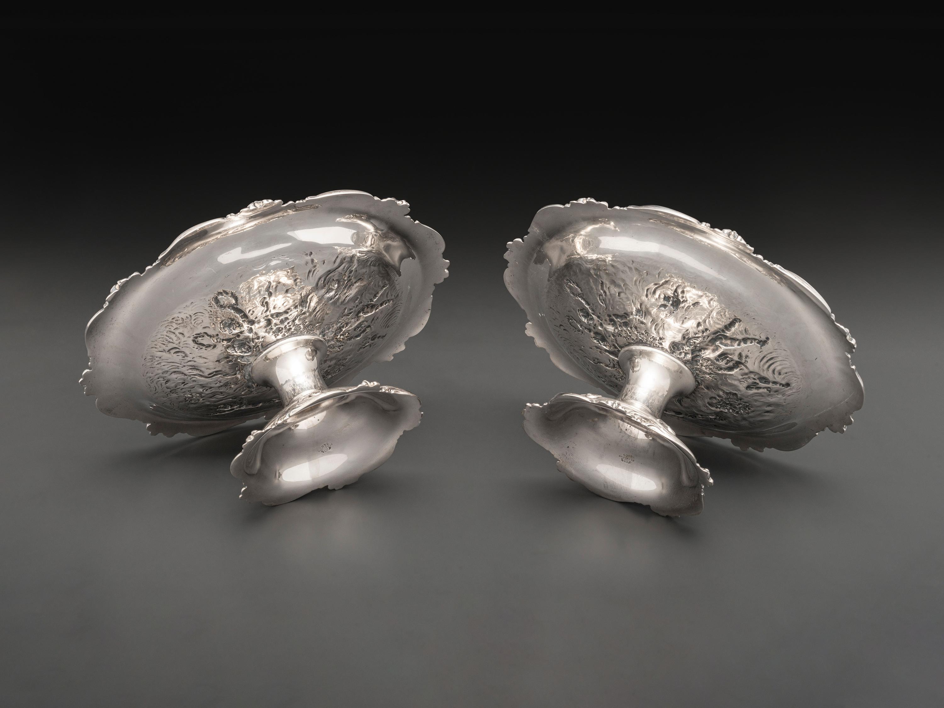 A Pair of American Silver Repousse Tazze