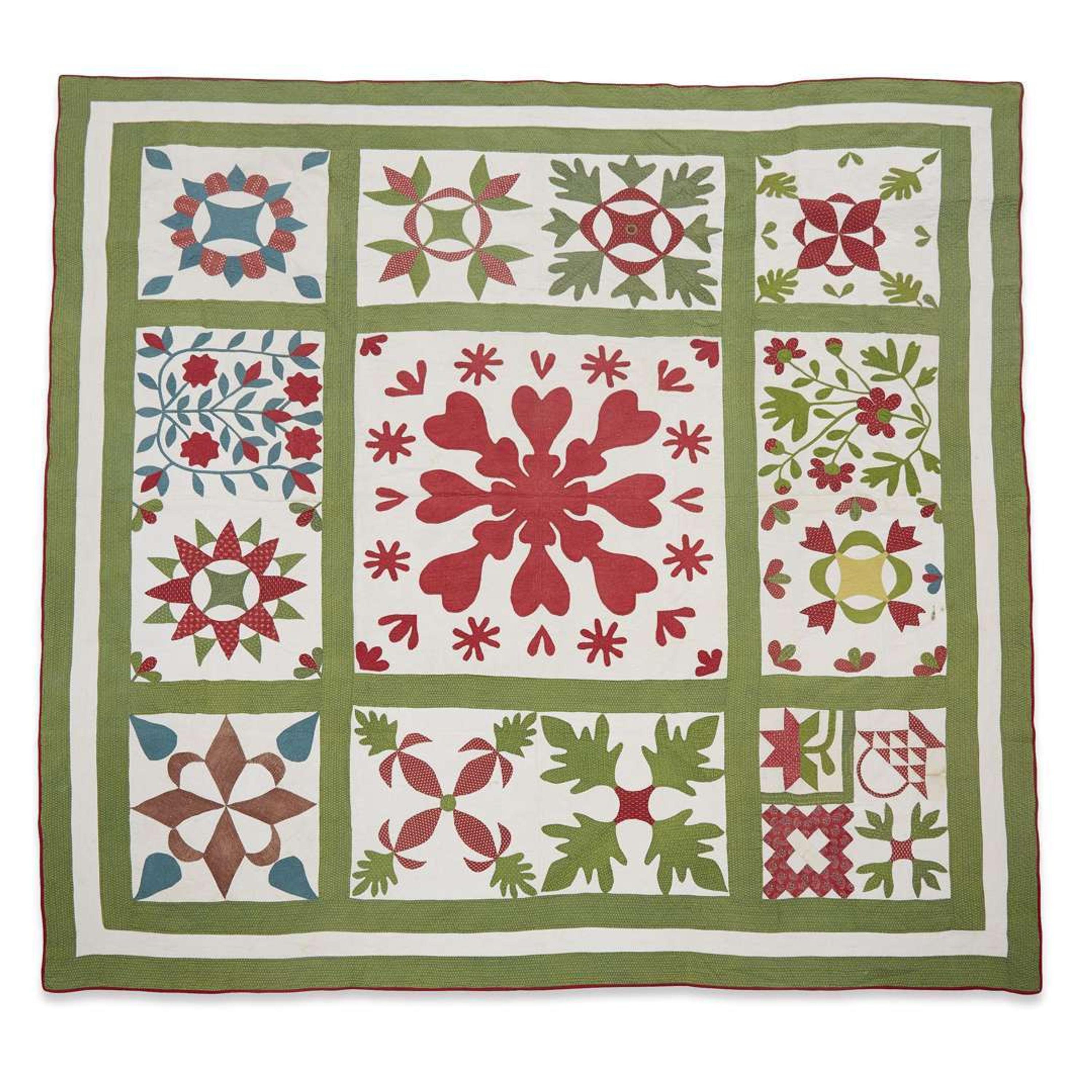 Appliquéd "sampler" album quilt third quarter 19th century
