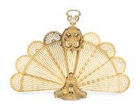 A Louis XV Style Brass Fan-Shaped Fire Screen