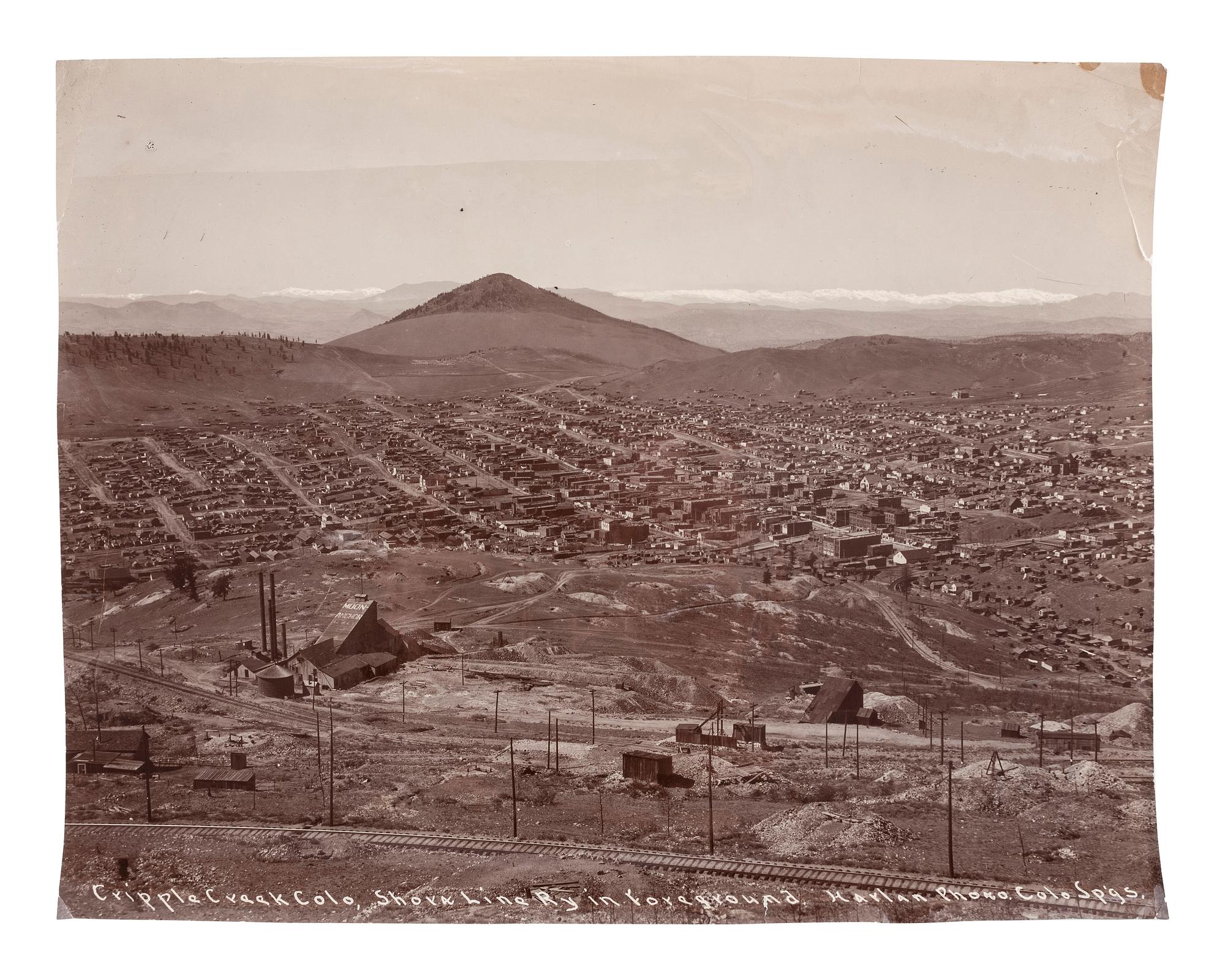 [COLORADO]. HARLAN, Andrew James, photographer. Bird's eye view of Cripple Creek, Colorado. [Ca 1900-1910].