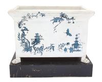 An English Painted Tole Jardiniere Height 11 x width 13 1/4 x depth 8 3/4 inches. — 19TH CENTURY