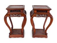 A Pair of Chinese Pierce-Carved Rosewood Stands