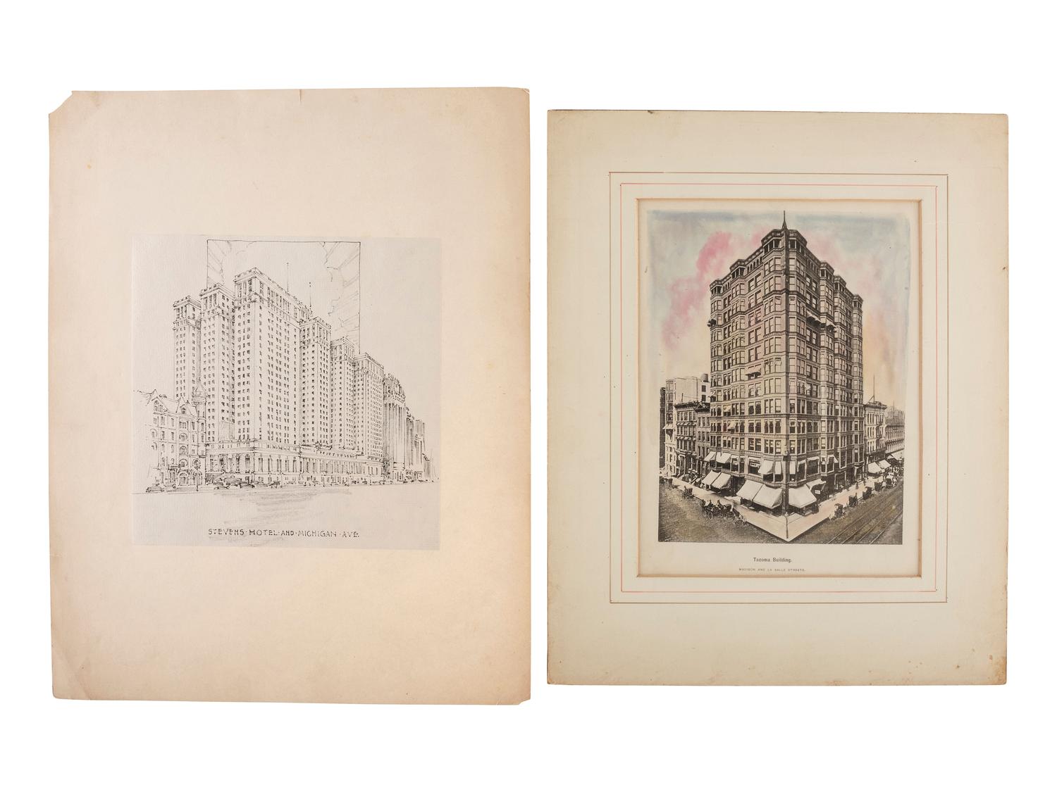 [CHICAGO]. A group of engravings and prints of Chicago and other areas of Illinois.
