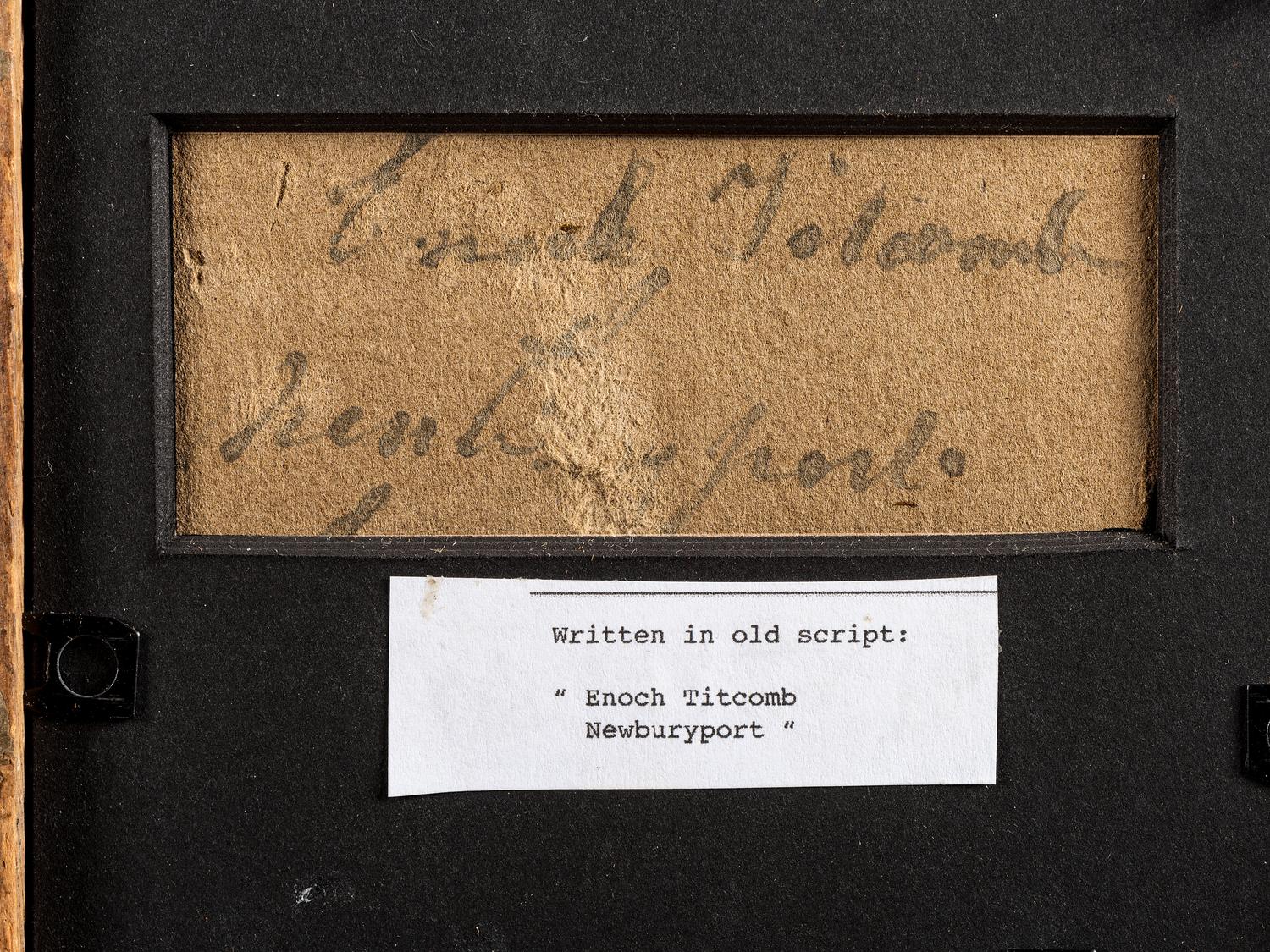 A Cut Paper and Cloth Silhouette of Enoch Titcomb with Eglomise Mat