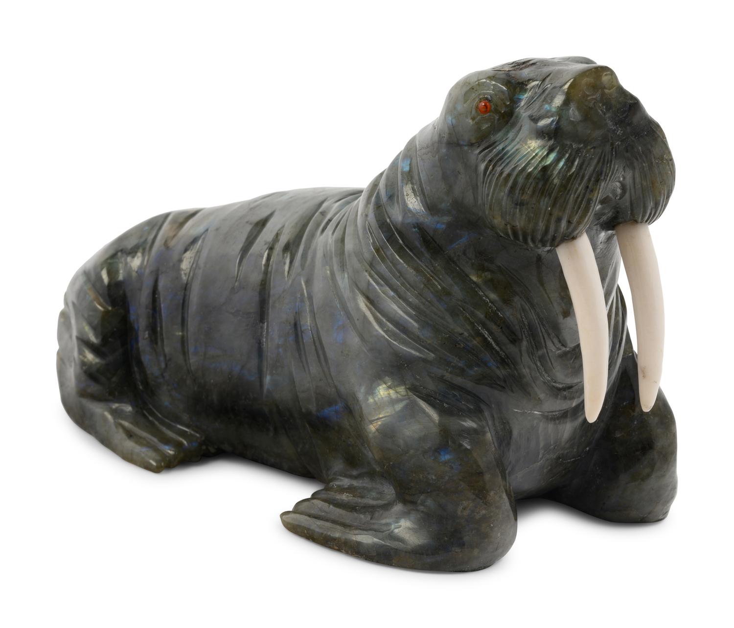 An Inuit Carved Stone Figure of a Walrus