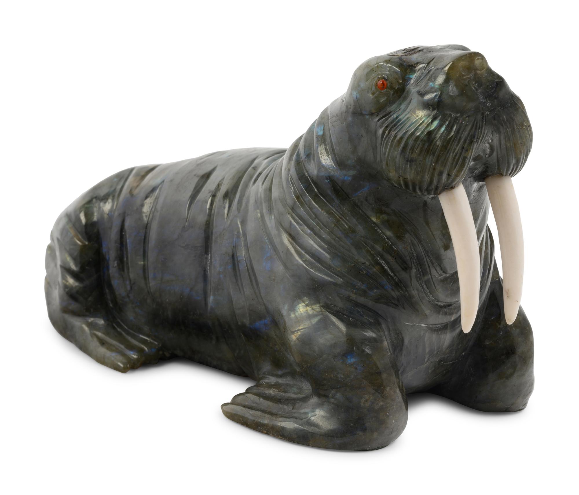 An Inuit Carved Stone Figure of a Walrus