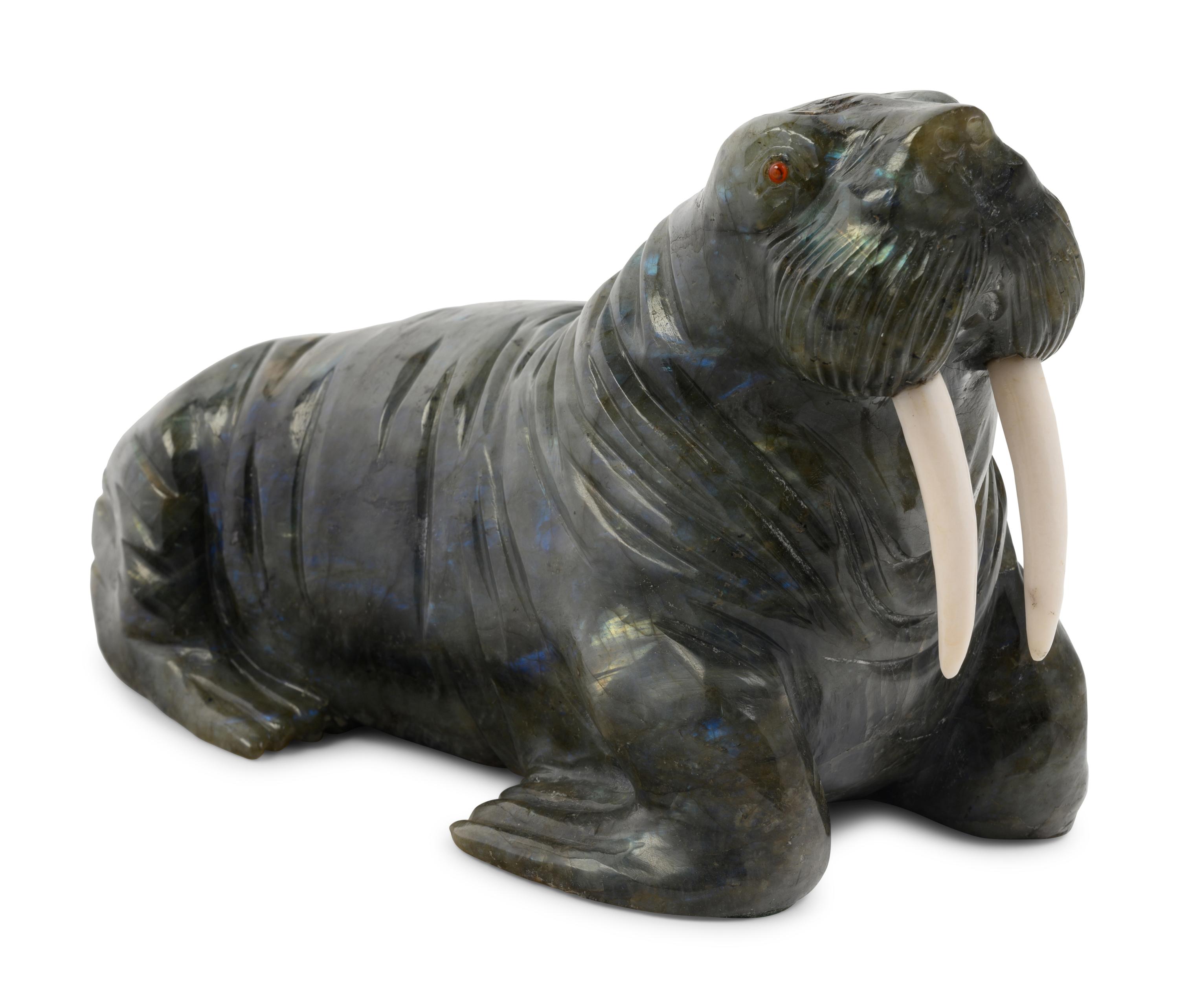 An Inuit Carved Stone Figure of a Walrus