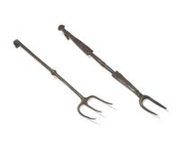 Two Wrought Iron Roasting Forks, French or Flemish, 18th Century