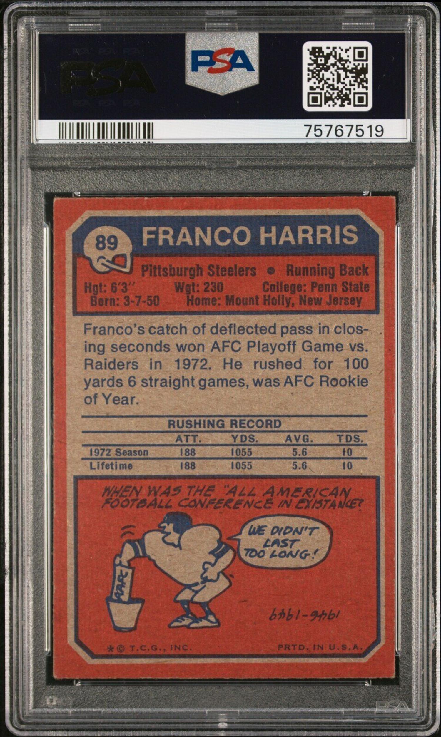 A Group of 1970s Hall of Fame PSA Graded Rookie Football Cards,