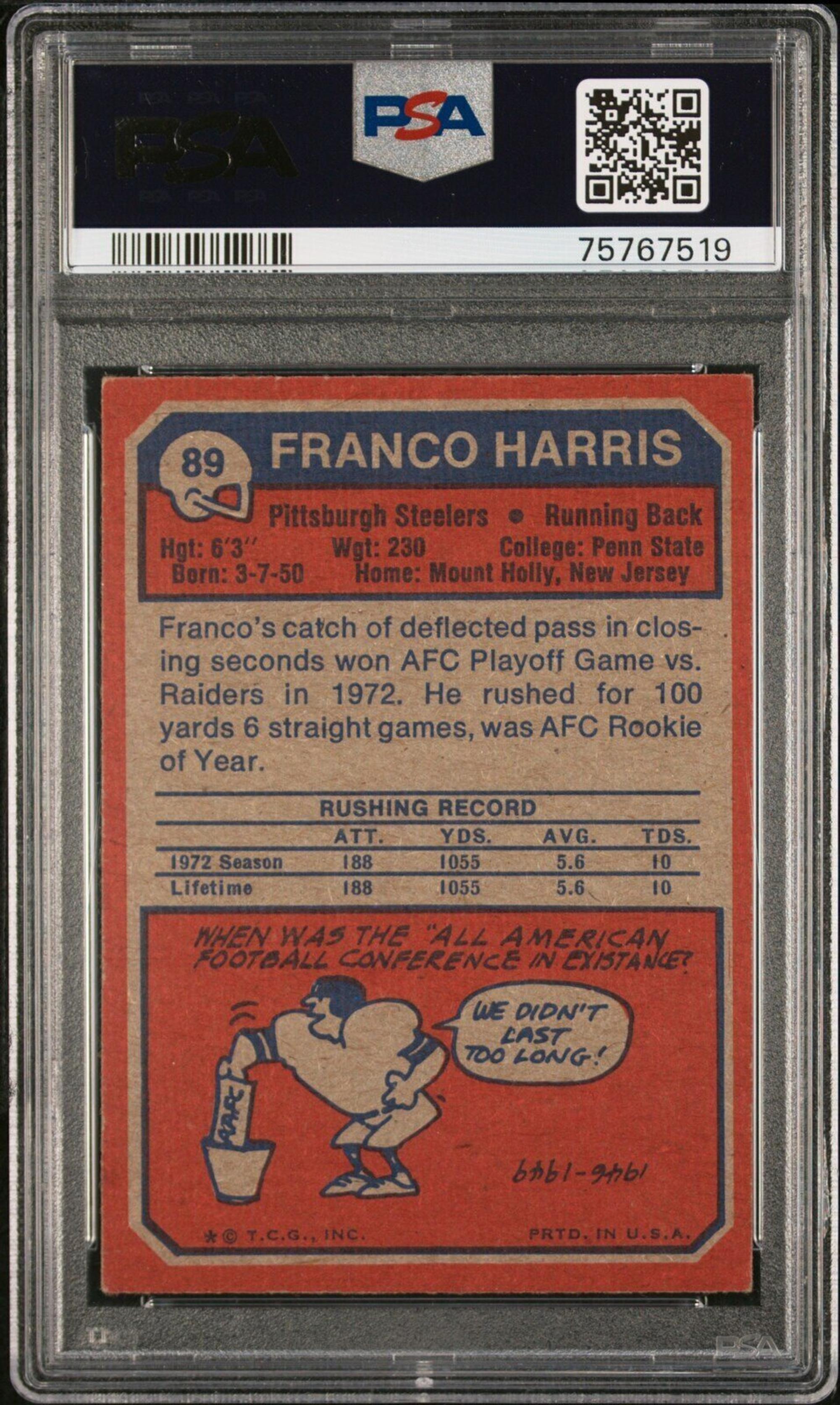 A Group of 1970s Hall of Fame PSA Graded Rookie Football Cards,
