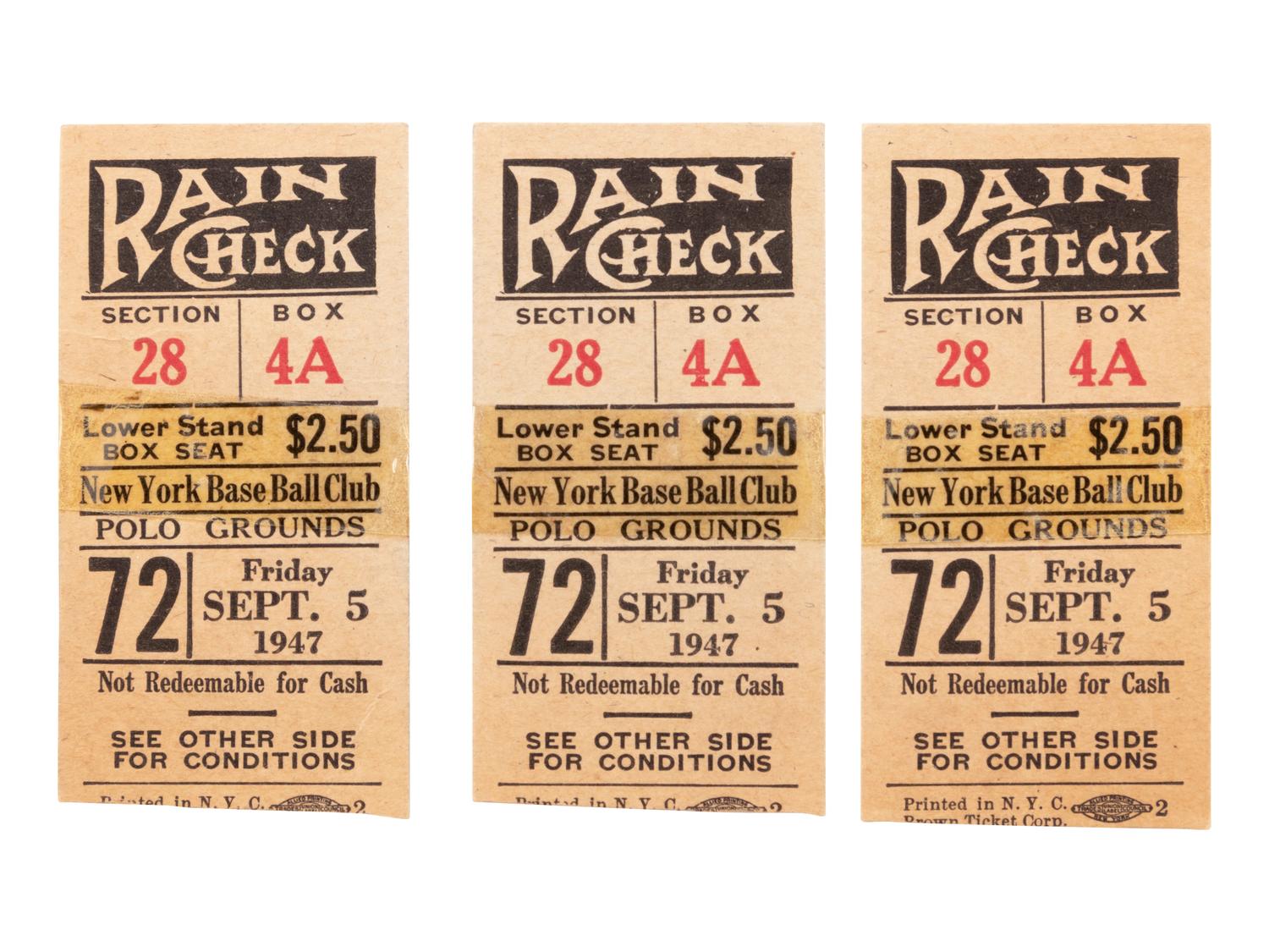A Group of 18 Jackie Robinson Brooklyn Dodgers Ticket Stubs,