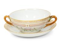 Eight Royal Copenhagen Flora Danica Porcelain Bouillon Cups and Four Saucers