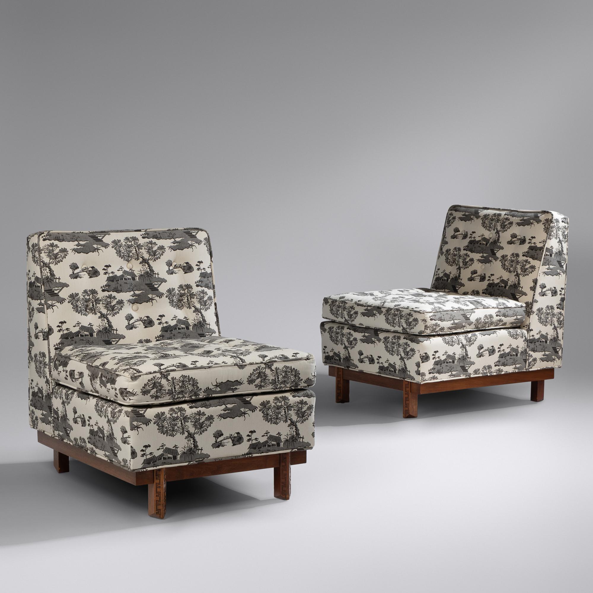 Taliesin slipper chairs, pair, c. 1955 Heritage Henredon USA