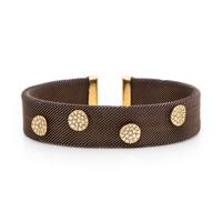 Sabbadini, Woven Steel, Yellow Gold, and Diamond Cuff Bracelet