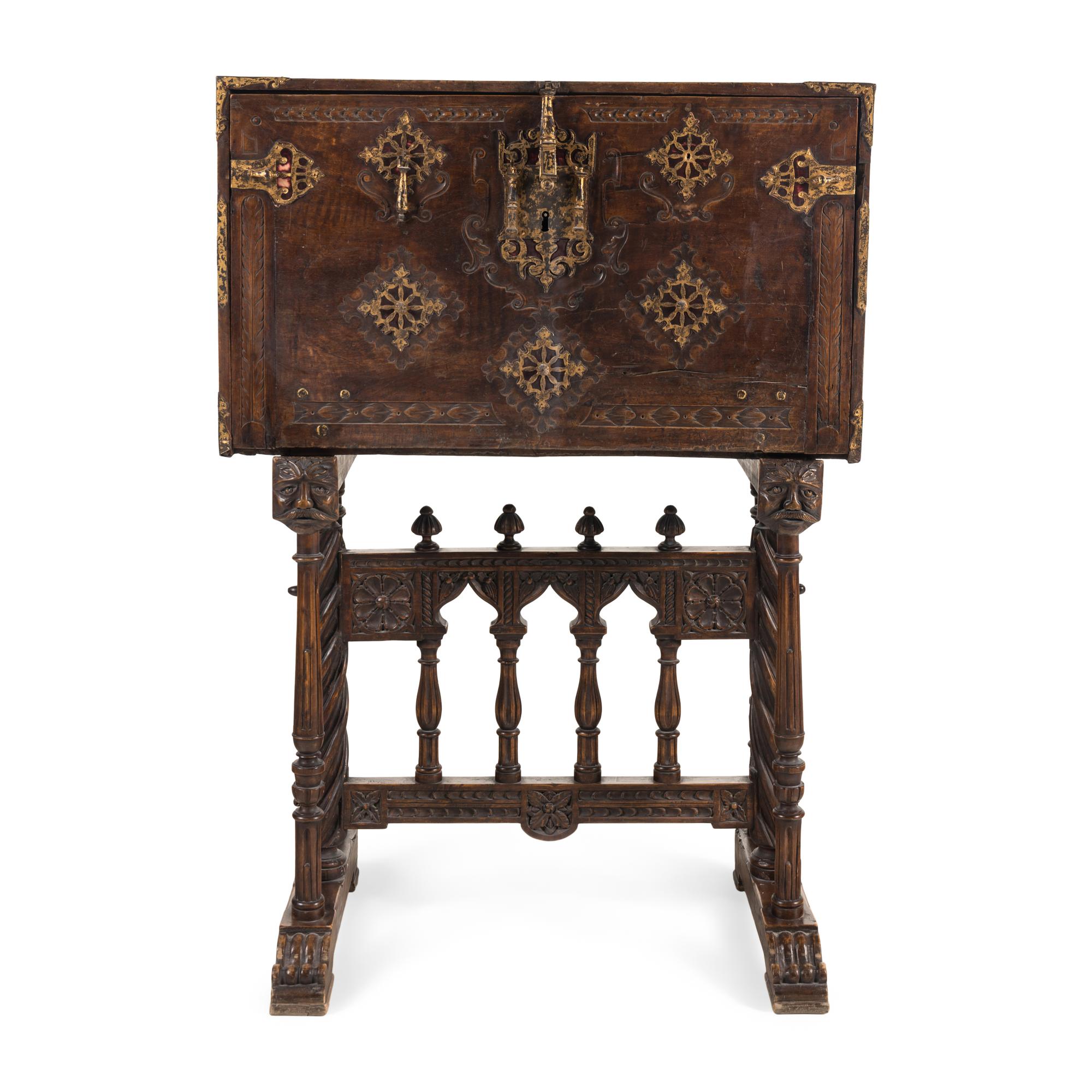 A Spanish Parcel-Gilt Walnut Vargueño
