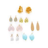 YELLOW GOLD AND MULTIGEM CONVERTIBLE CLIP EARRINGS