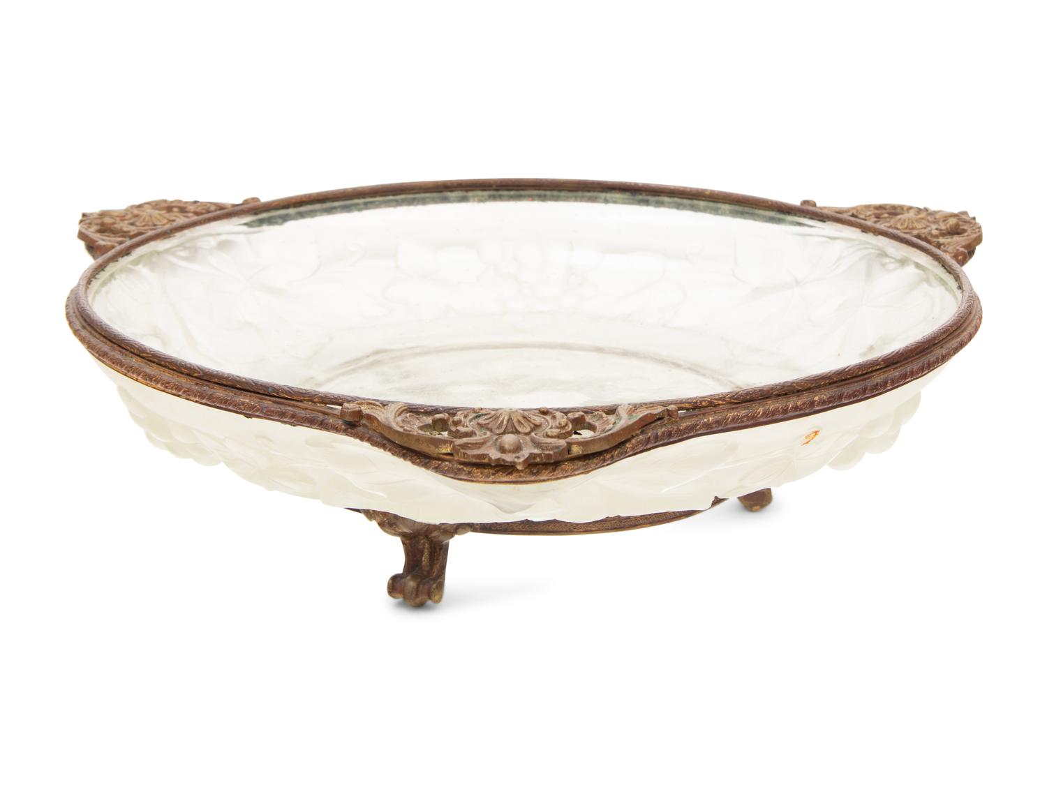 A Sabino Gilt Metal Mounted Glass Center Bowl